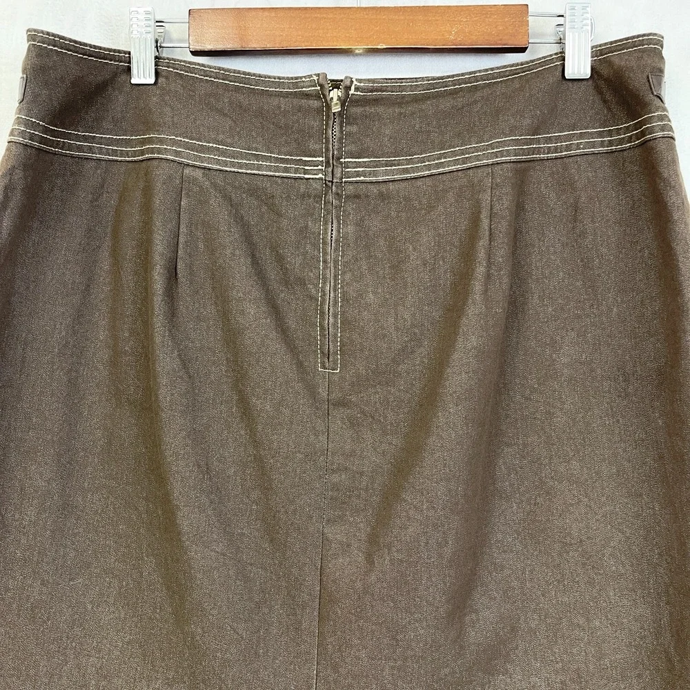 New York Clothing Co‎ Brown Denim Pencil Skirt Womens 12 Stretch Minimalist Y2K